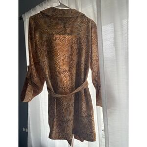 Babaton Snake Print Belted Kimono Jacket Brown Tan Size Medium